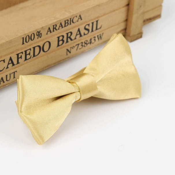 New Gold Solid Satin Bowtie